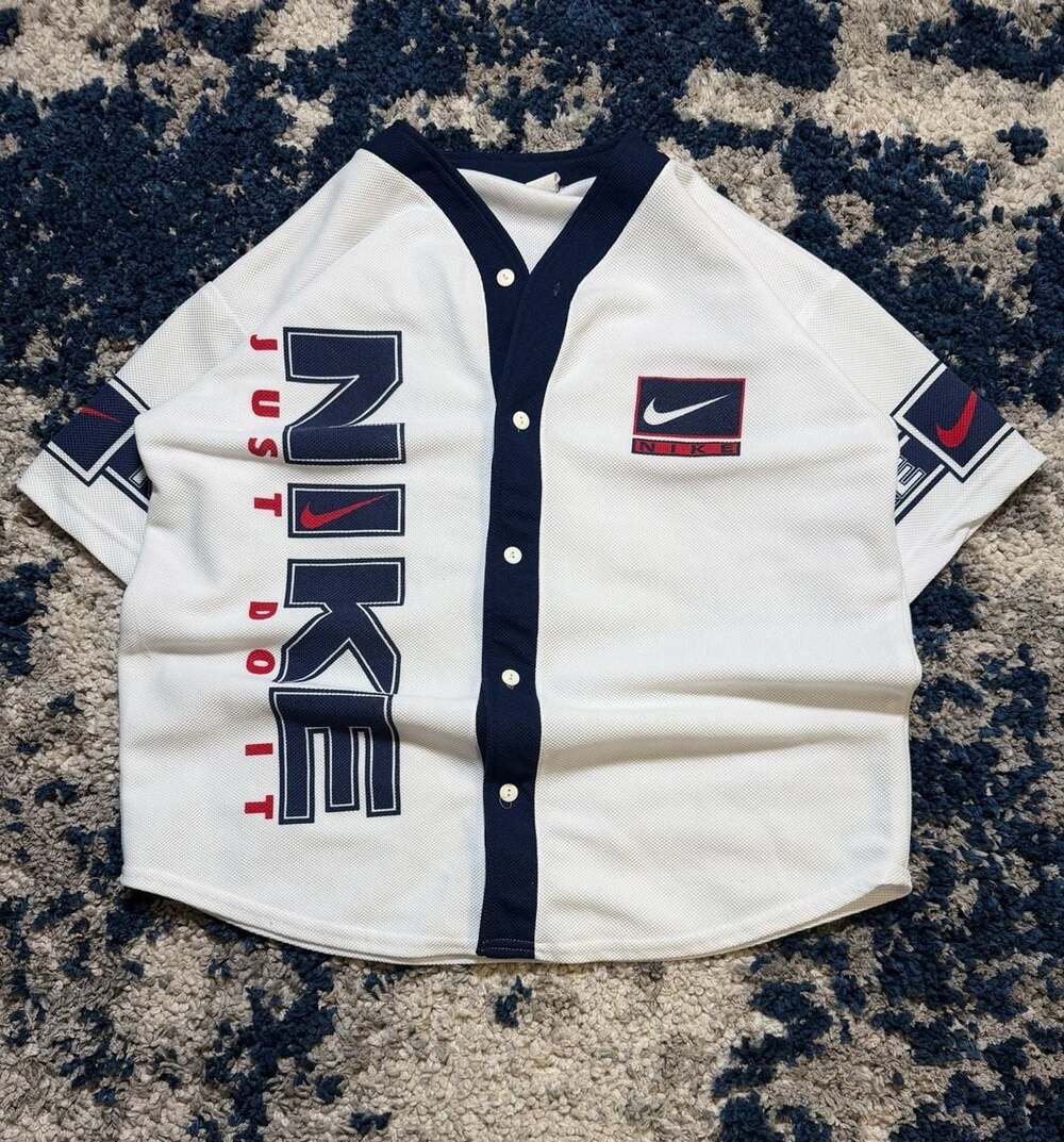Vintage 90s Nike Just Do It Button-Down Baseball Jersey Shirt